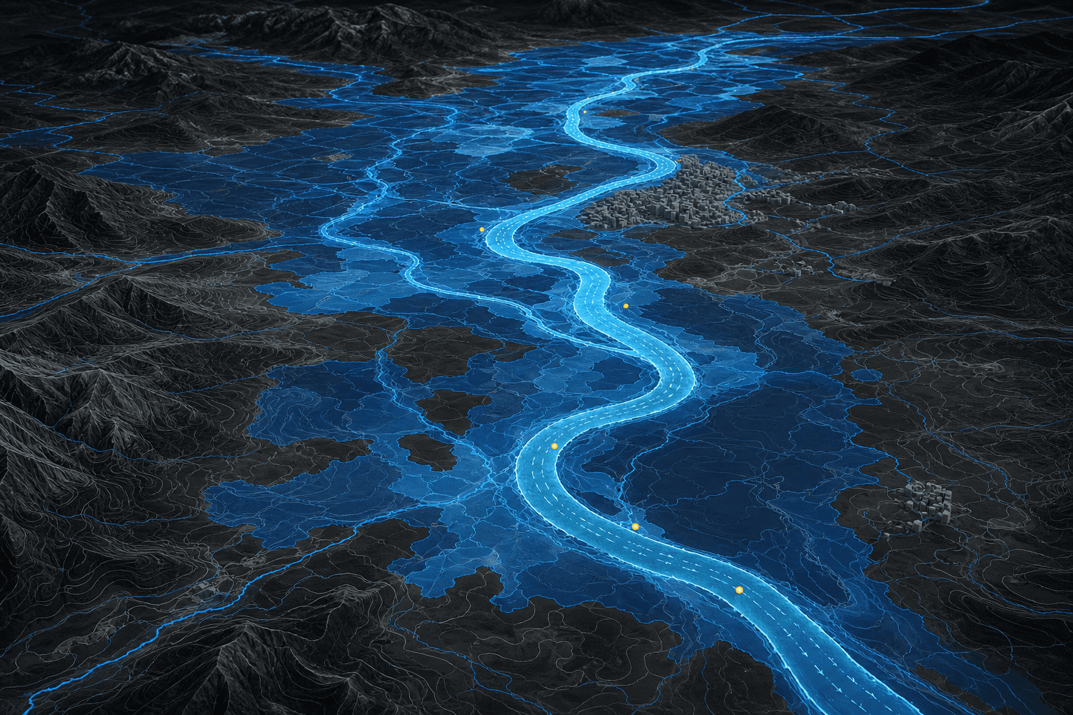 Digital twin of a river basin with forecast flood extent